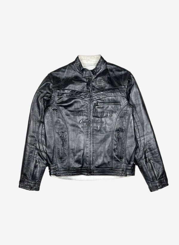 Vintage Biker Lederjacke cropped schwarz